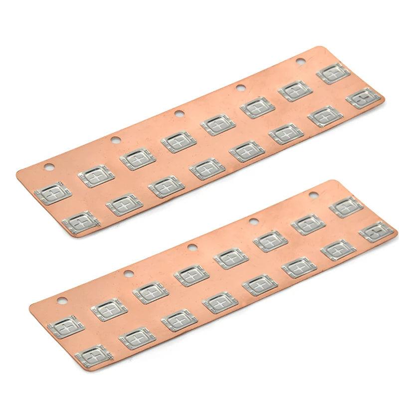 Stamped metal connector tabs ready for mounting—highlighting precision manufacturing of battery connection tabs, representing Wellgo Battery’s use of low-toxicity, recycled-content alloys in alignment with EU connector material standards.
