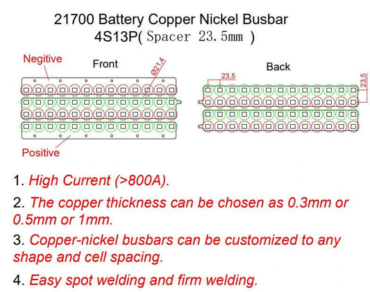 21700 customized Copper-Nickel Composite Busbar for energy storage battery connections