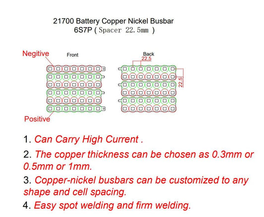 21700 customized Copper-Nickel Composite Busbar for drone battery connections