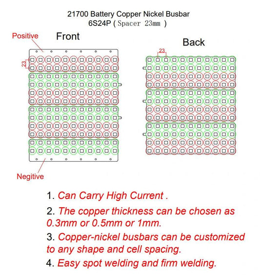 21700 customized Copper-Nickel Composite Busbar for energy storage battery connections