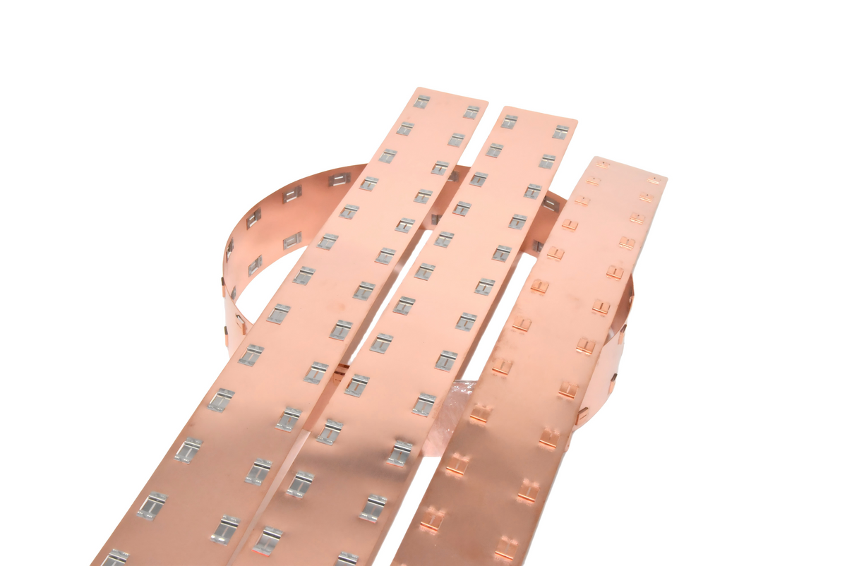 Wellgo Copper-Best-Selling High- 0.3mm Square No Spacer 26.2MM Center Distance Copper Busbars for 26650 Battery Cells