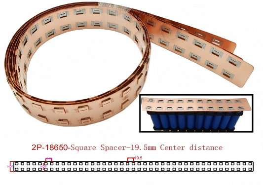 Wellgo Best-Selling High-Conductivity Custom 0.3mm Square Spacer 19.5MM Spacing Copper-Nickel Strips for 18650 Battery Cells
