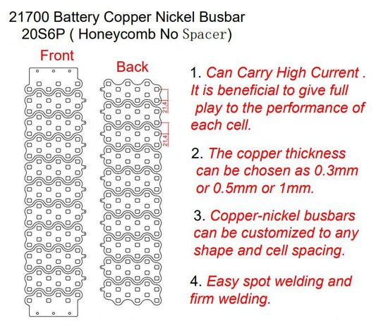 21700 customized Copper-Nickel Composite Busbar for electric bike battery connections