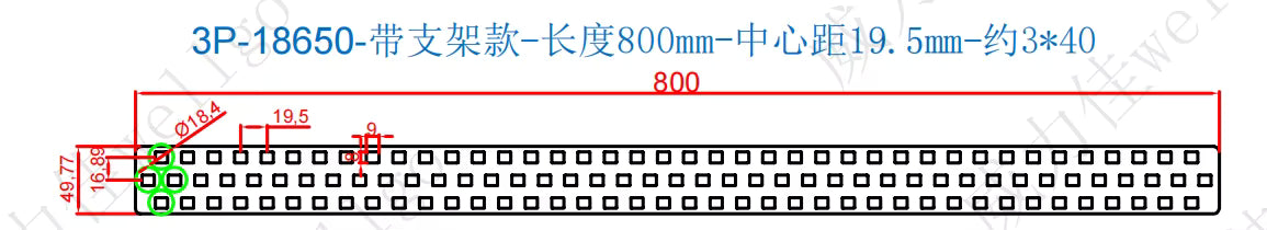 18650 Copper Nickel Busbar 1P-8P for Lithium-Ion Battery Connections - Strip Length 800mm
