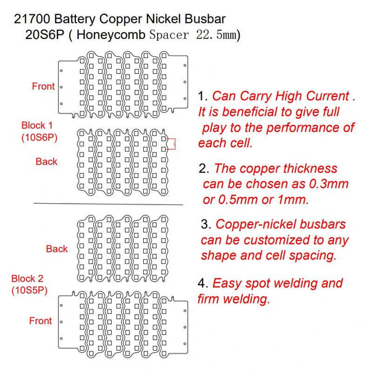 21700 customized Copper-Nickel Composite Busbar for electric bike battery connections