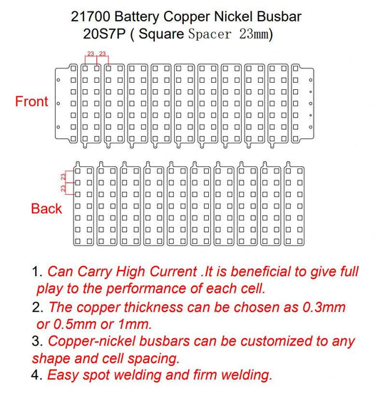 21700 customized Copper-Nickel Composite Busbar for electric bike battery connections
