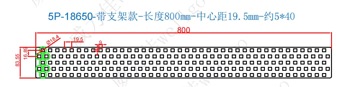 18650 Copper Nickel Busbar 1P-8P for Lithium-Ion Battery Connections - Strip Length 800mm