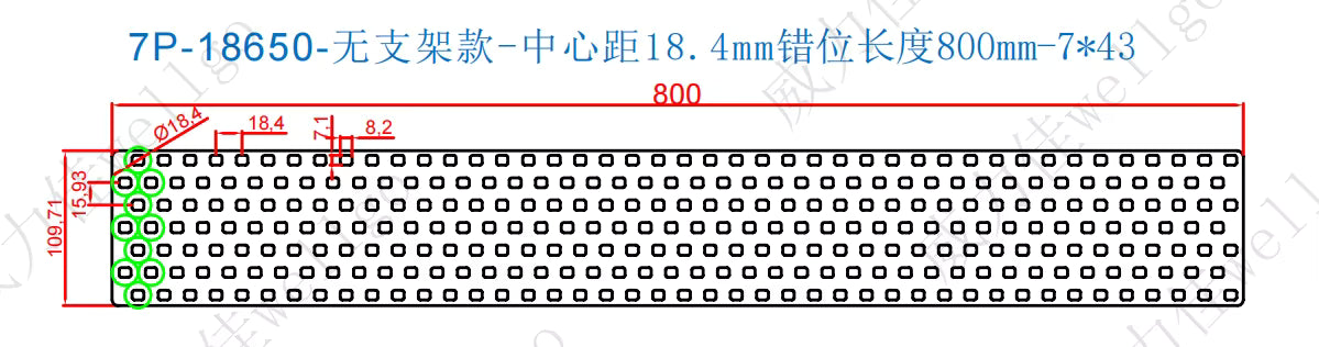 18650 Copper Nickel Busbar 1P-8P for Lithium-Ion Battery Connections - Strip Length 800mm
