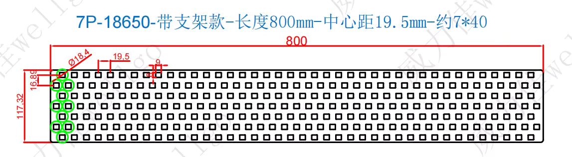18650 Copper Nickel Busbar 1P-8P for Lithium-Ion Battery Connections - Strip Length 800mm
