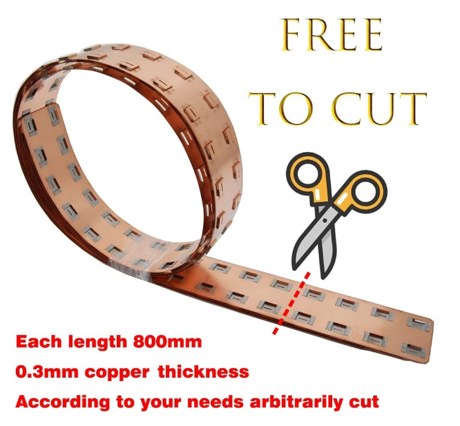 Wellgo Copper-Best-Selling High-Conductivity Custom 0.3mm Copper busbar for 21700 Battery Cells