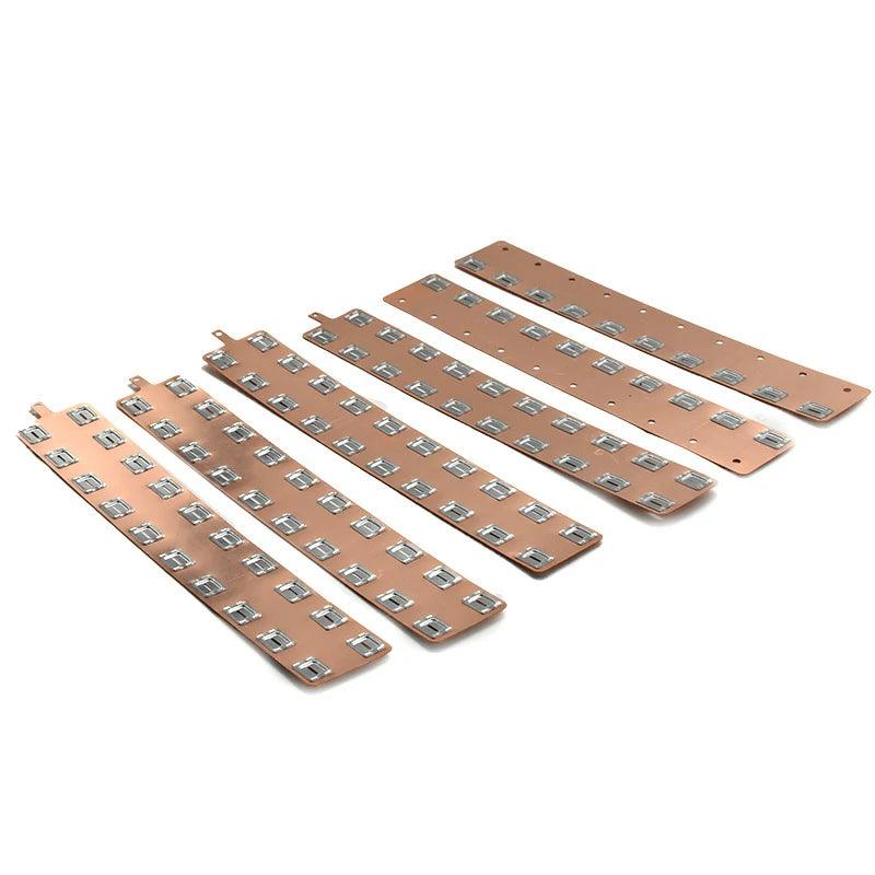 Copper-nickel busbar designed for spot welding on 18650 cells