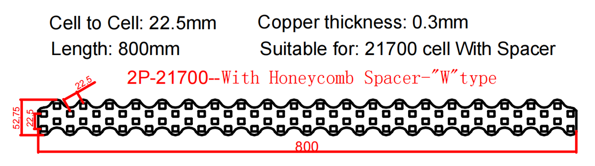 Wellgo Copper-Best-Selling High-Conductivity Custom 0.3mm/0.5mm Honeycomb Spacer 22.5MM Copper-Nickel Sheets for 21700 Battery Cells
